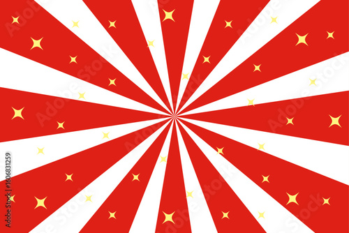 キラキラマークと集中線の背景イラスト（紅白）	