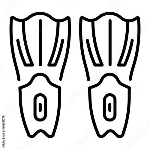 A linear style icon representing diving fins