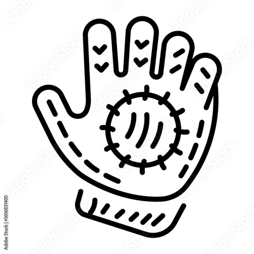 An outline style icon depicting baseball mitt