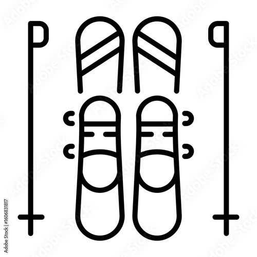 A line style icon showing ski poles