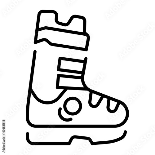 A linear style icon representing ski boot