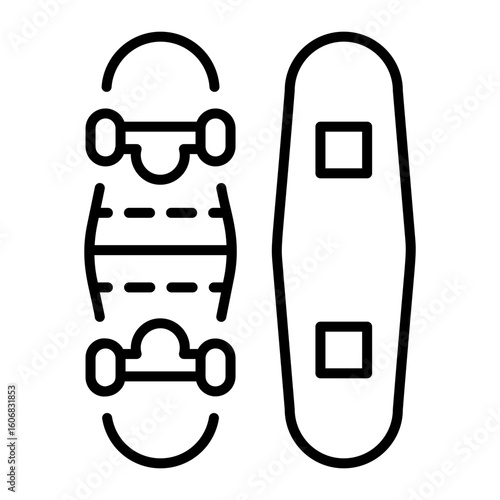 A line style icon showing skateboard