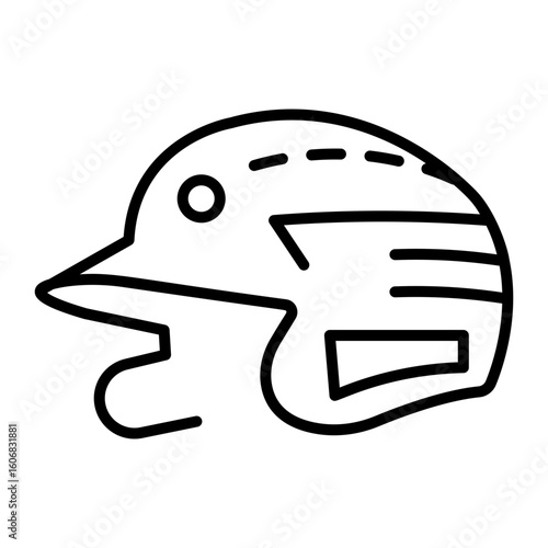 A linear style icon representing baseball helmet