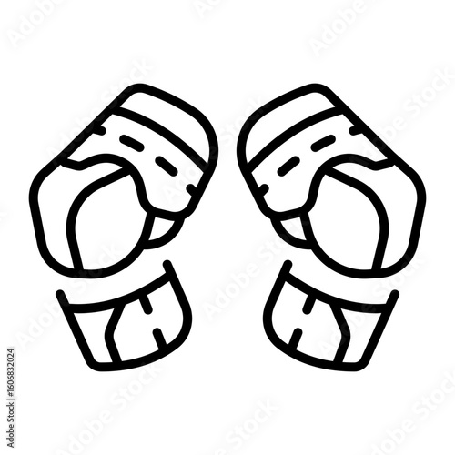 An outline style icon depicting elbow pads