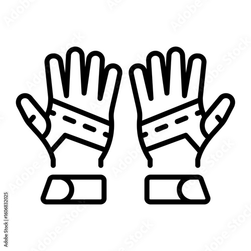 A line style icon showing goalkeeper gloves