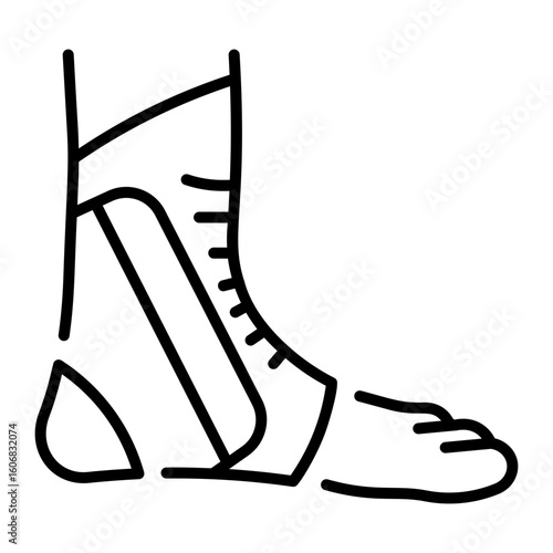 A linear style icon representing ankle brace