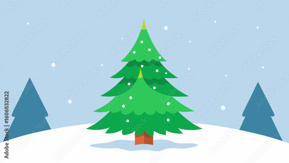 Fototapeta premium giant christmas tree snowy forest clearing