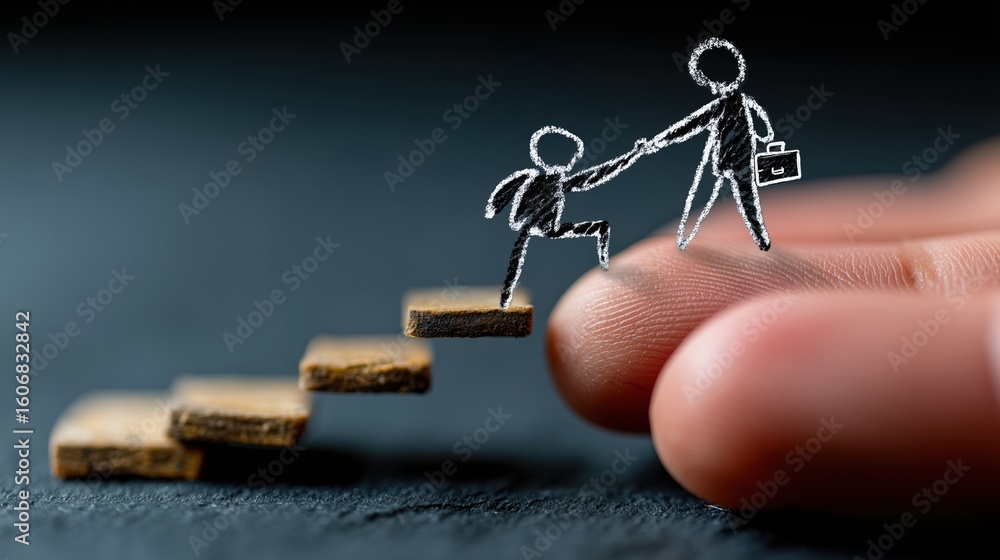 Concept - Main tendue pour aider a gravir les marches du succes