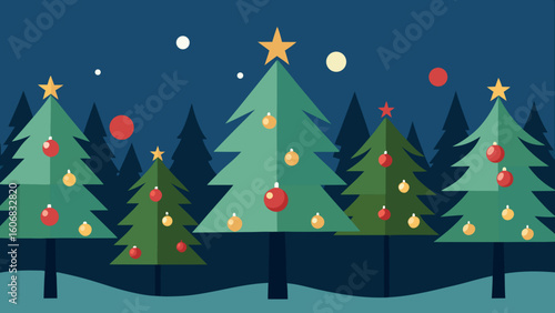 forest pine trees ornaments lights