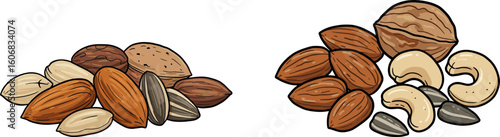 Assorted nuts including almonds, cashews, and walnuts