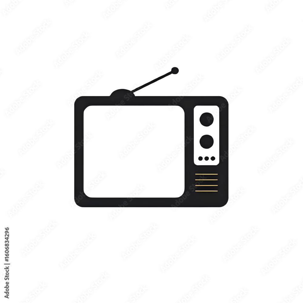 Obraz premium Illustration of a vintage television set with antenna and control panel details