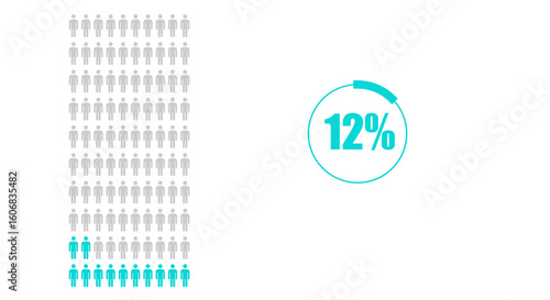 12 percent people icon Population demography concept isolated on white background