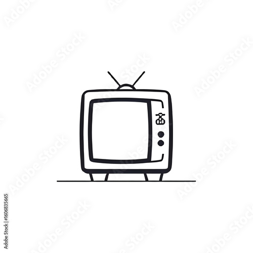 Illustration of a vintage television set with antenna on a white background