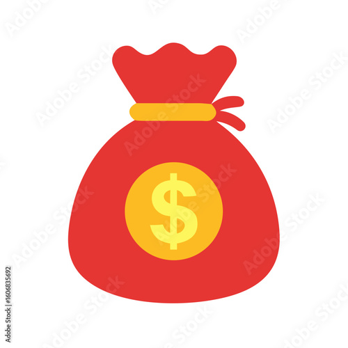 red bag with money sign