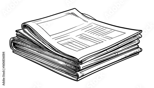 Stack of newspapers, hand drawn