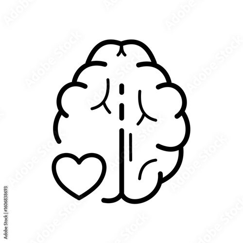 Brain and heart connection, mental and physical health - vector icon