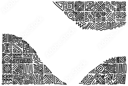 African ethnic tribal hand drawn ornament pattern background