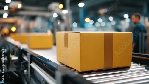 Wallpaper Mural Packaging line in a premium tea brand factory, labeled boxes moving through a sealing and labeling machine, ready for distribution tea box packaging, branded tea production, tea fa Torontodigital.ca