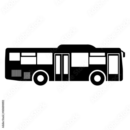 Transporte público. Servicio de transporte urbano o interurbano. Icono de autobús de pasajeros en vista lateral 