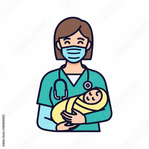 midwife holding a newborn baby