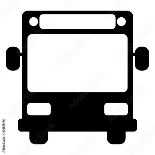 Transporte público. Servicio de transporte urbano o interurbano. Icono de autobús de pasajeros en vista frontal 