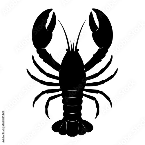 Black lobster silhouette vector icon. Marine crustacean seafood symbol isolated on a white background.