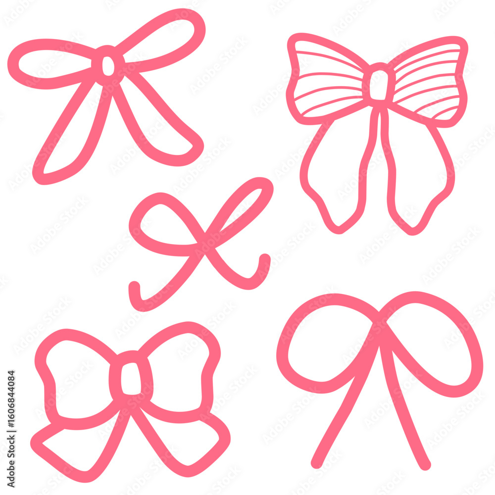 Cute Bow Doodle, Ribbon Doodle Cute Bow Doodle, Ribbon Doodle