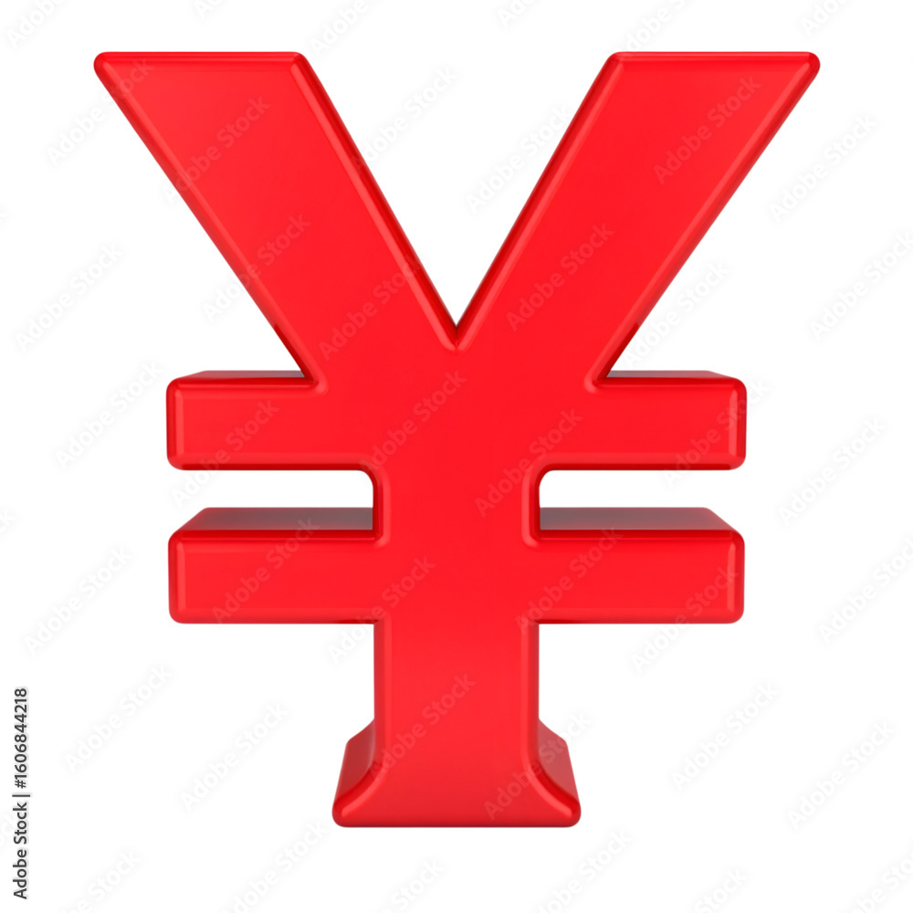Obraz premium Yen Symbol: A vibrant, three-dimensional render of a red yen symbol, a bold statement of economic concept.