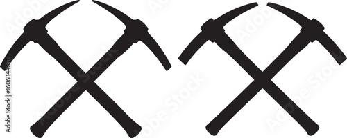 Two crossed pickaxes silhouette