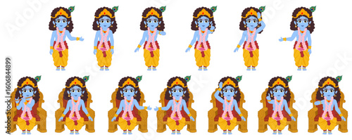 Bal Krishna Character Sprite Sheet Vector