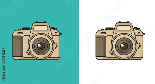 Vintage camera design in flat style with dual background options