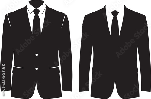 Two formal suits with ties silhouette