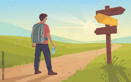 Pathway to Choice A Flat Vector Illustration of Adventure