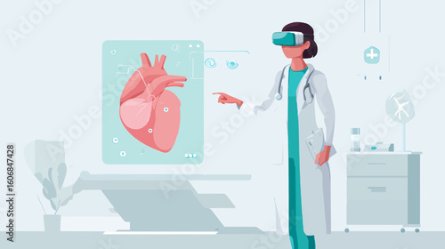 Vector Illustration of Doctor Using Augmented Reality for 3D Surgery Planning