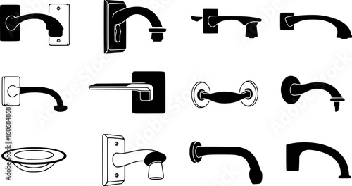 flush handle icon. Vector symbol, vector set silhouette

