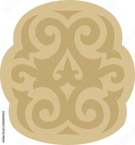 Vector golden  Kazakh national ornament. Ethnic pattern of the peoples of the Great Steppe,