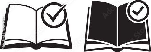 Open book with checkmark icon silhouette