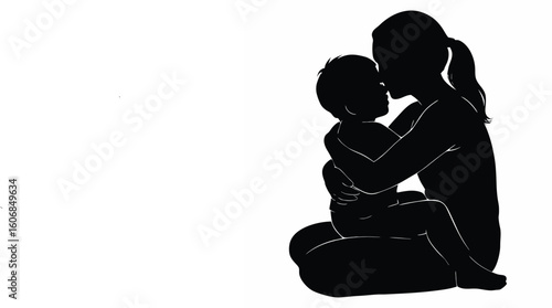 Mother and Child Silhouette Perfect for Family Care, Support, and Togetherness Art
