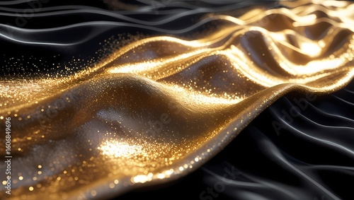 Abstract Golden Rippled Fabric Flow