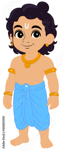 Cute Cartoon Indian Boy Character in Traditional Dhoti
