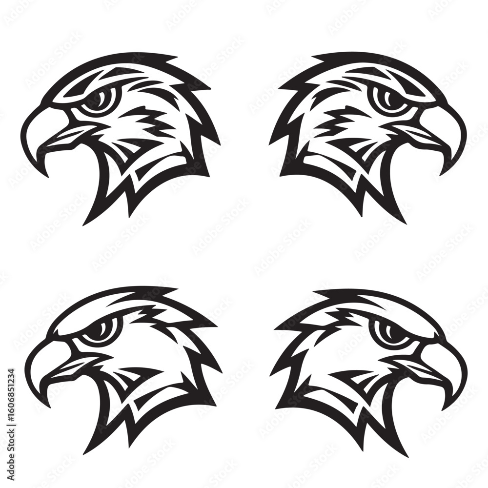 Fototapeta premium Eagle Head Silhouette Vector Set