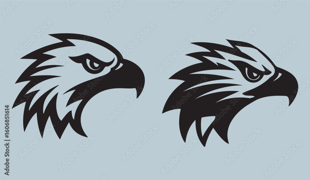 Obraz premium Eagle Head Silhouette Vector Set
