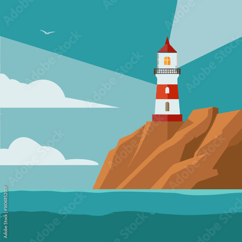 Lonely lighthouse standing on rocky cliffs3