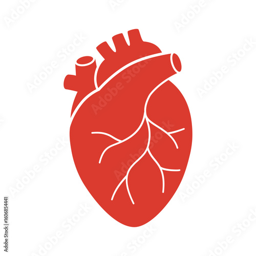 Heart organ icon in flat design vector illustration on white background