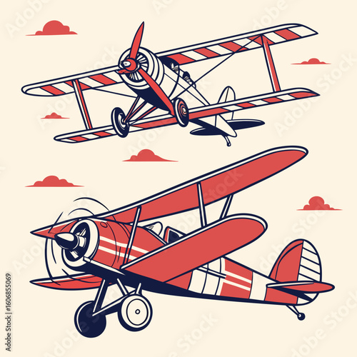 retro airplane vector illustration