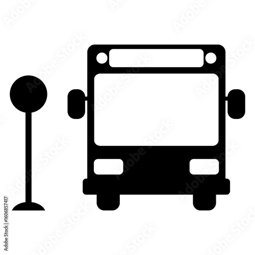 Logo bus stop. Servicio de transporte urbano o interurbano. Icono de parada de autobús	