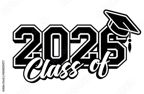 Lettering Class of 2026 for greeting, invitation card. Text for graduation design, congratulation event, T-shirt, party, high school or college graduate. Vector 