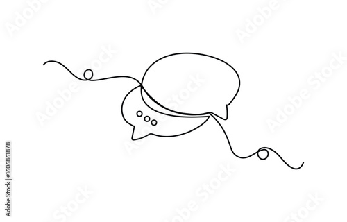 
Continuous one line drawing speech bubble symbol isolated vector illustration
