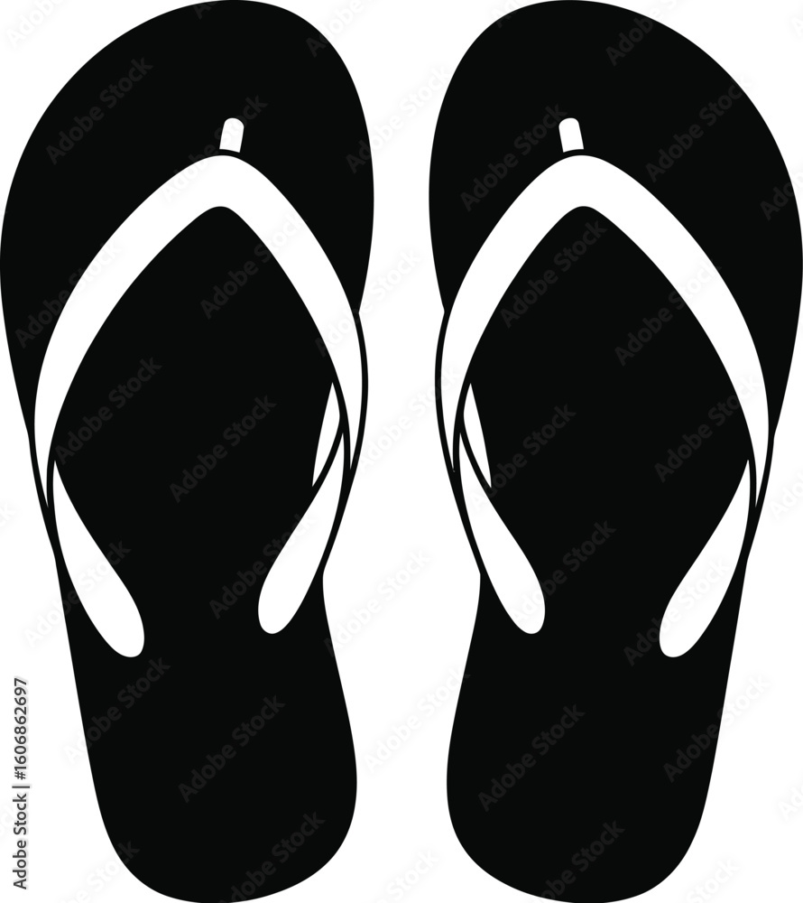 Pair of black flip flops silhouette Pair of black flip flops silhouette