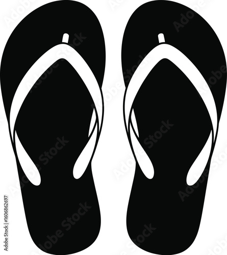Pair of black flip flops silhouette